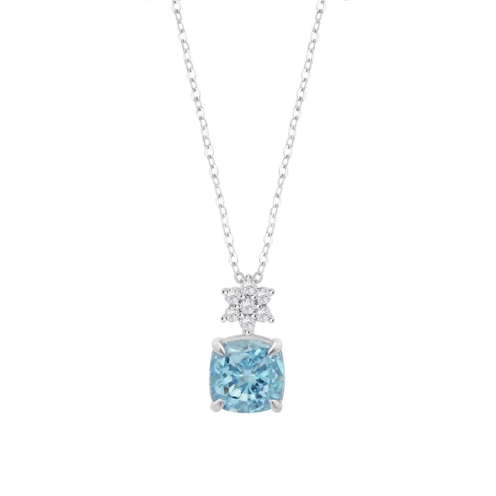 Colier din argint  cu pietre Cubic Zirconia Incolor, Cubic Zirconia Albastru