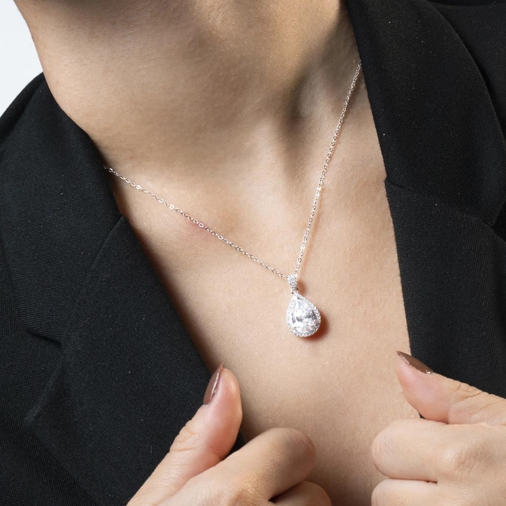 Colier din argint  cu pietre Cubic Zirconia Incolor