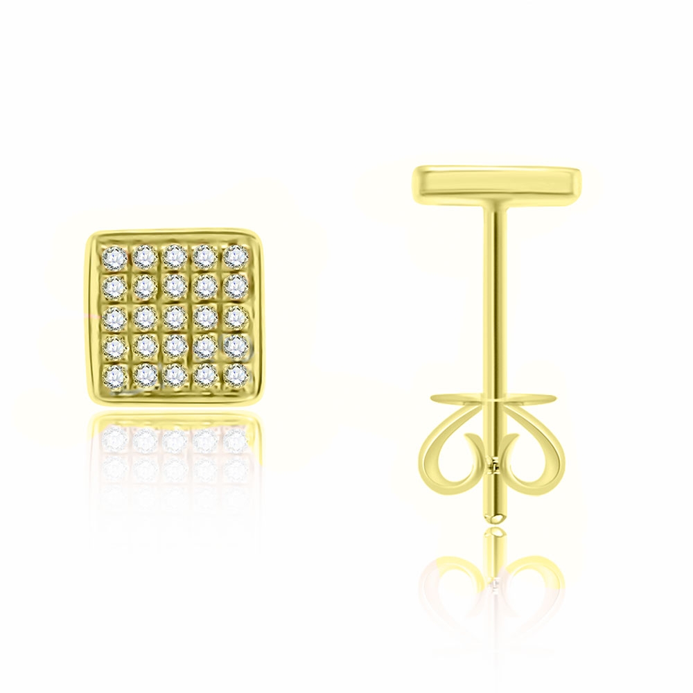 Cercei Pusete din aur galben cu pietre Diamant