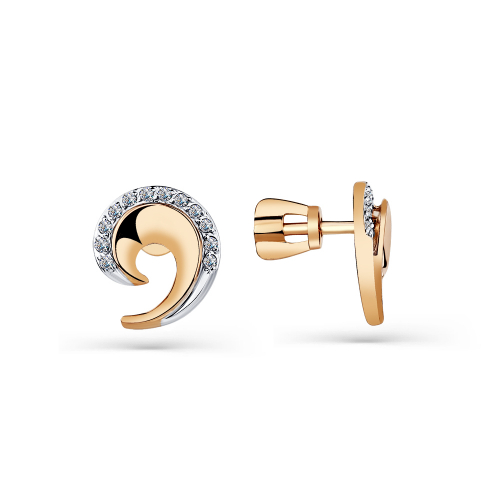 Cercei pusete din aur roșu cu pietre Cubic zirconia