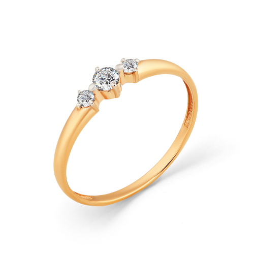 Inel din aur roșu cu pietre Cubic Zirconia Incolor