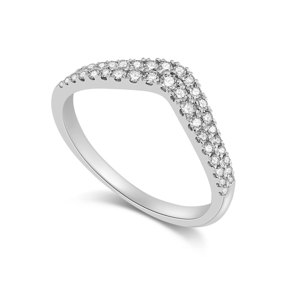 Inel din aur alb cu pietre Diamant
