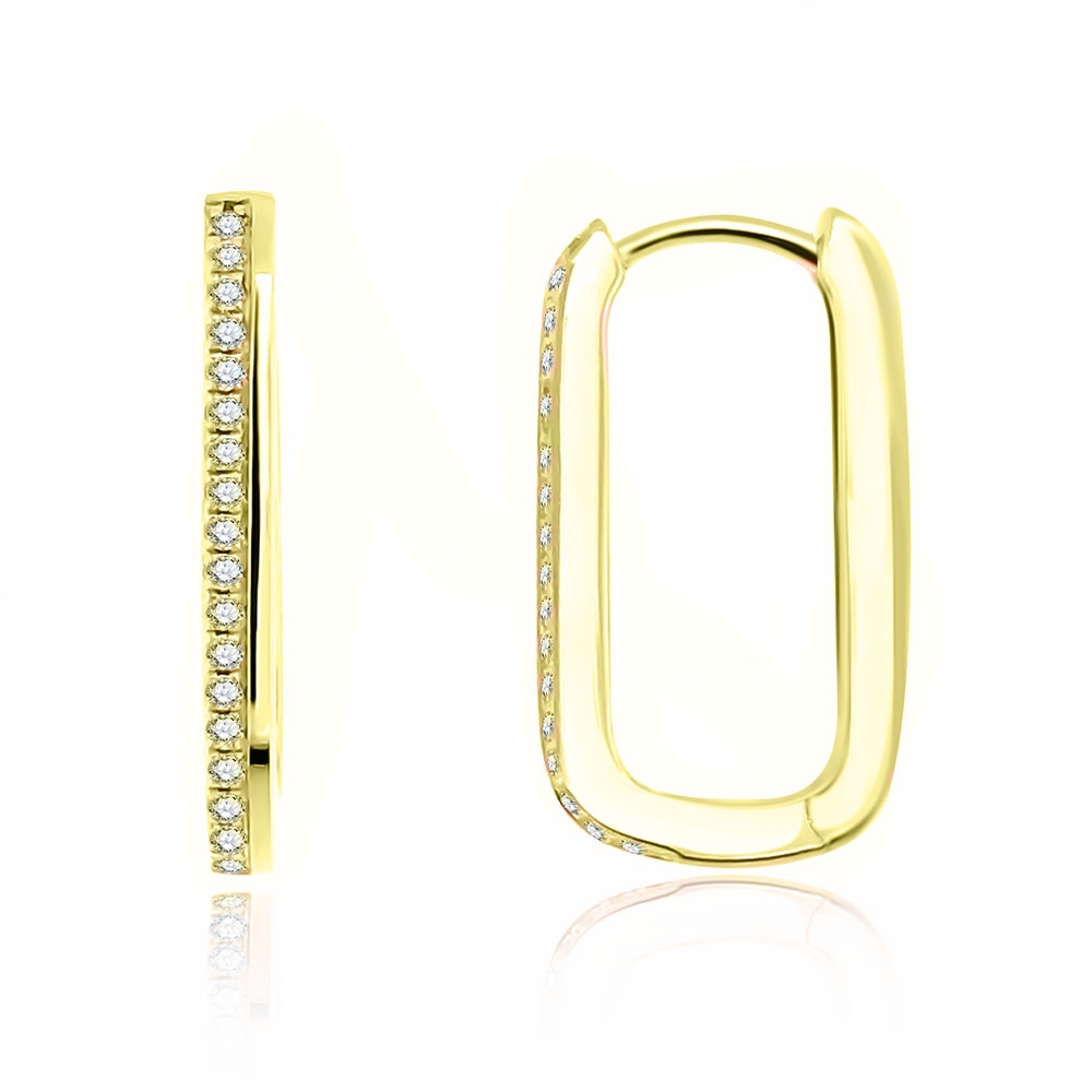 Cercei Creole din aur galben cu pietre Diamant