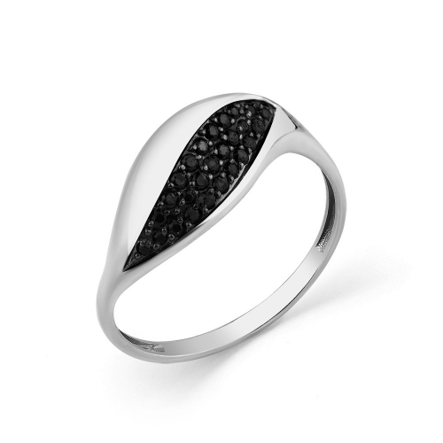 Inel din aur alb cu pietre Cubic zirconia negru