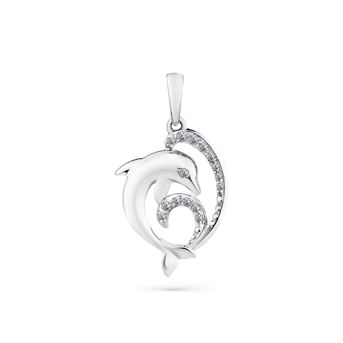 Pandantiv din aur alb cu pietre Cubic Zirconia Incolor
