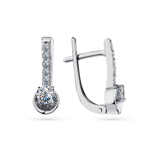 Cercei din aur alb cu pietre Cubic zirconia