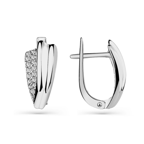 Cercei din aur alb cu pietre Cubic zirconia