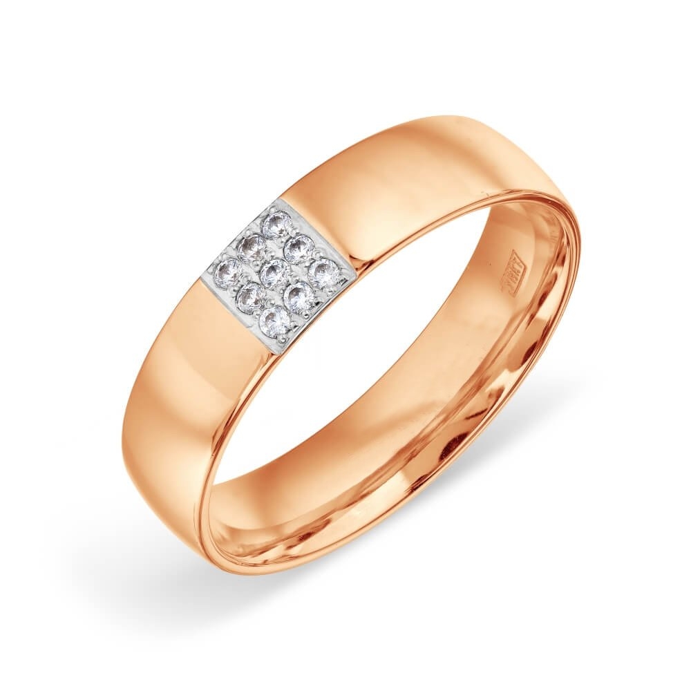Verighetă din aur roz cu pietre Cubic Zirconia Incolor