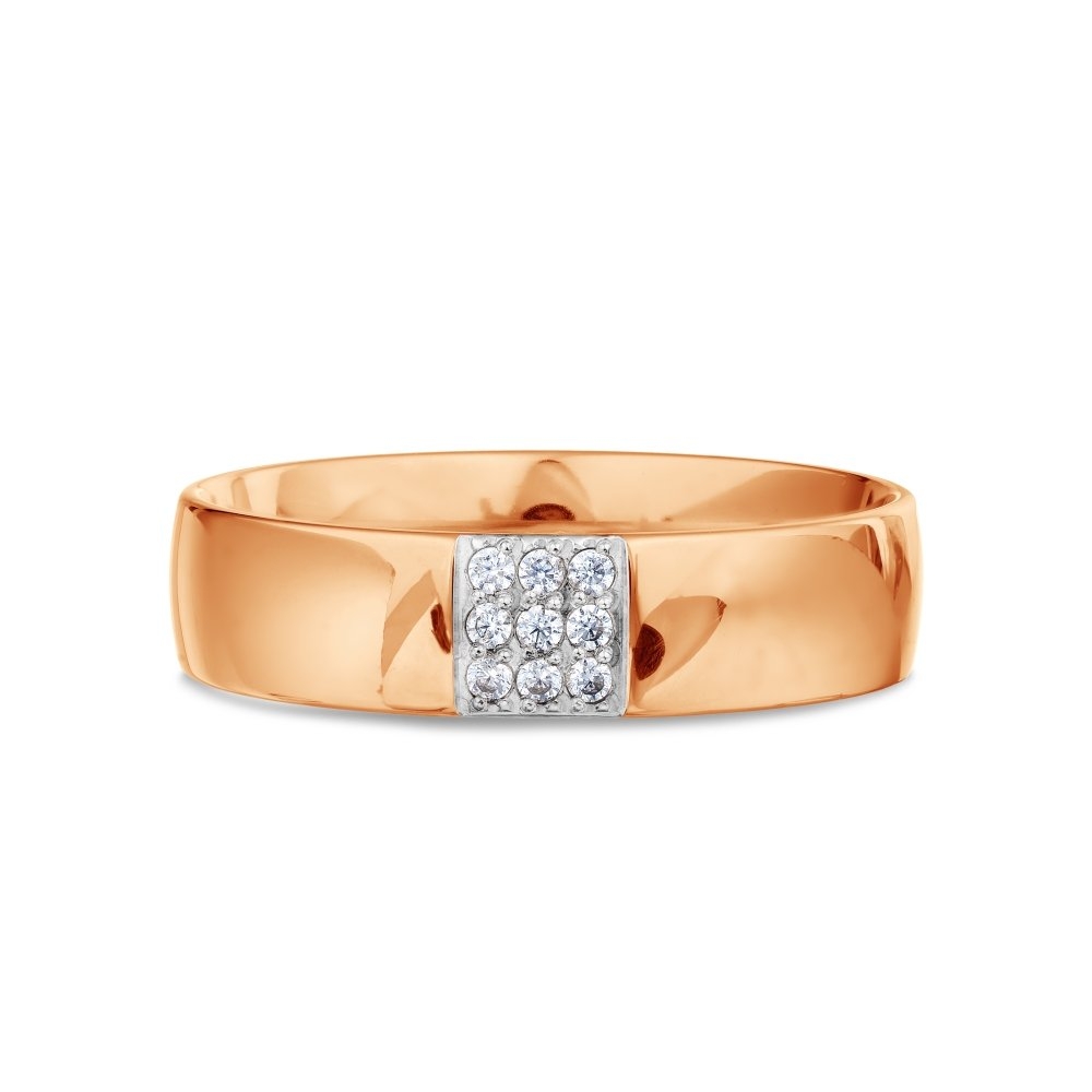 Verighetă din aur roz cu pietre Cubic Zirconia Incolor