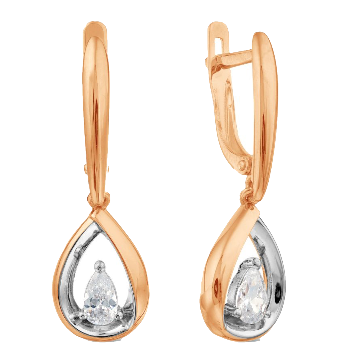 Cercei Suspendați din aur roșu cu pietre Cubic Zirconia Incolor