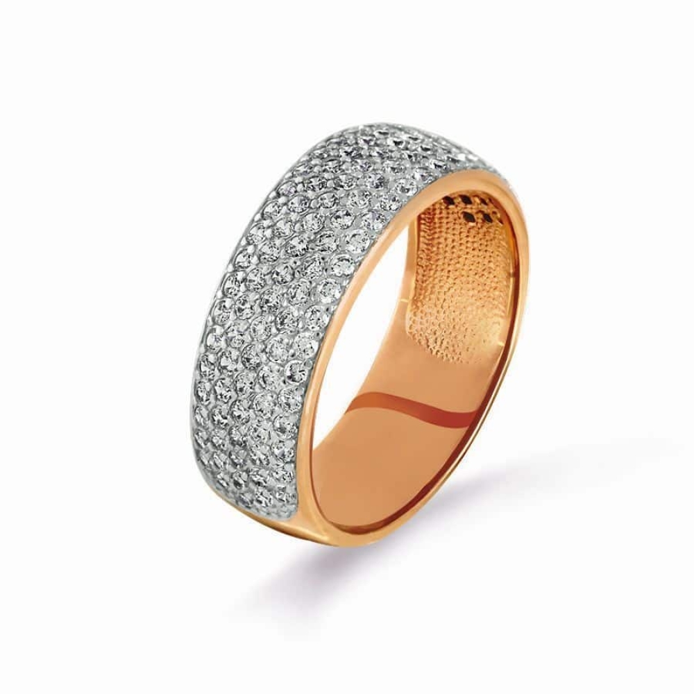 Inel din aur roz cu pietre Cubic Zirconia Incolor