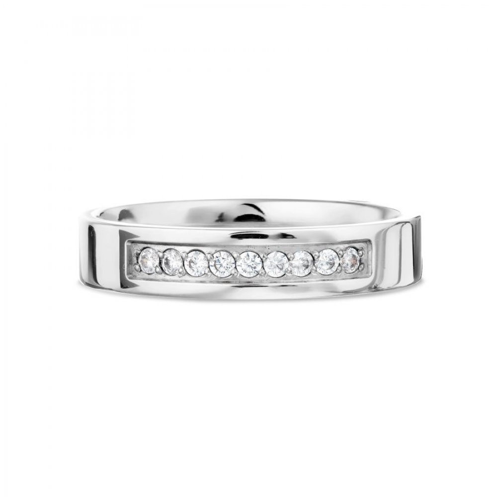 Verighetă din aur alb cu pietre Cubic Zirconia Incolor