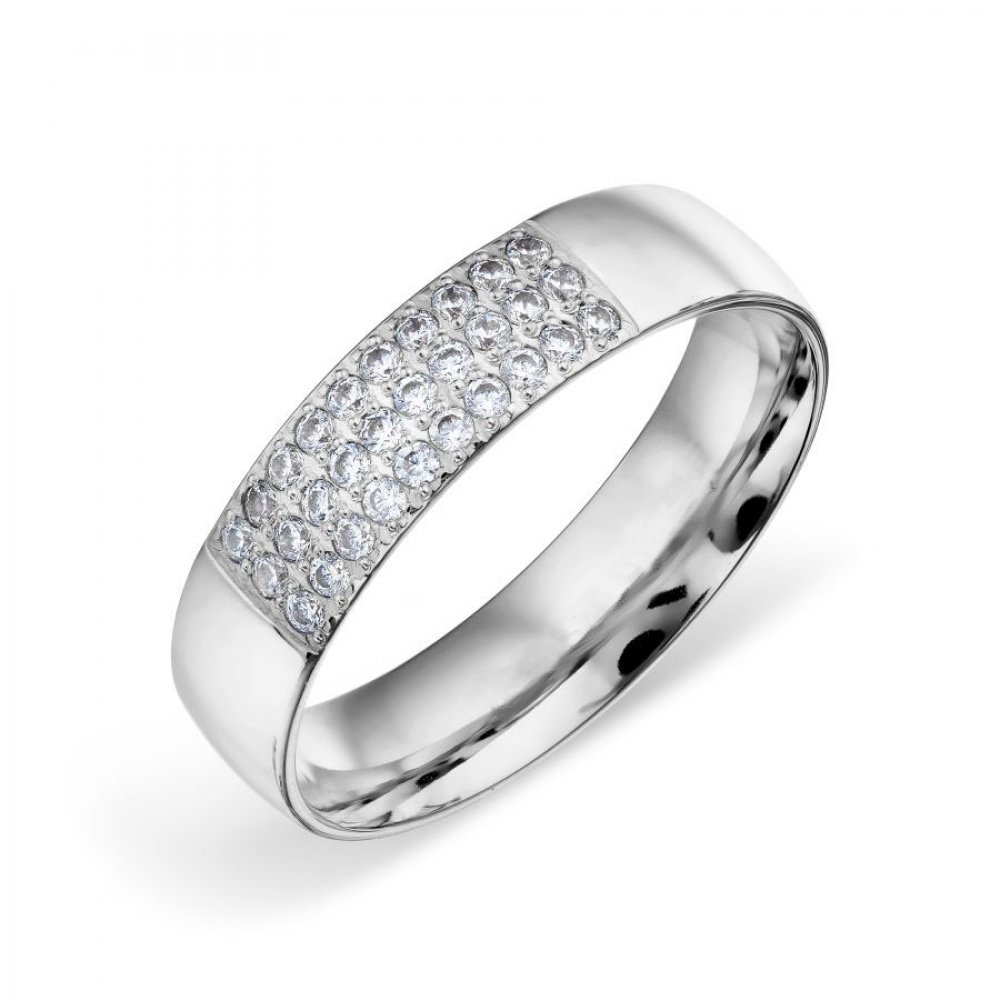 Verighetă din aur alb cu pietre Cubic Zirconia Incolor