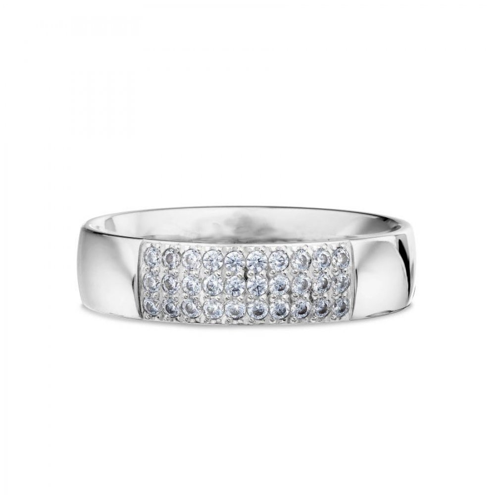 Verighetă din aur alb cu pietre Cubic Zirconia Incolor