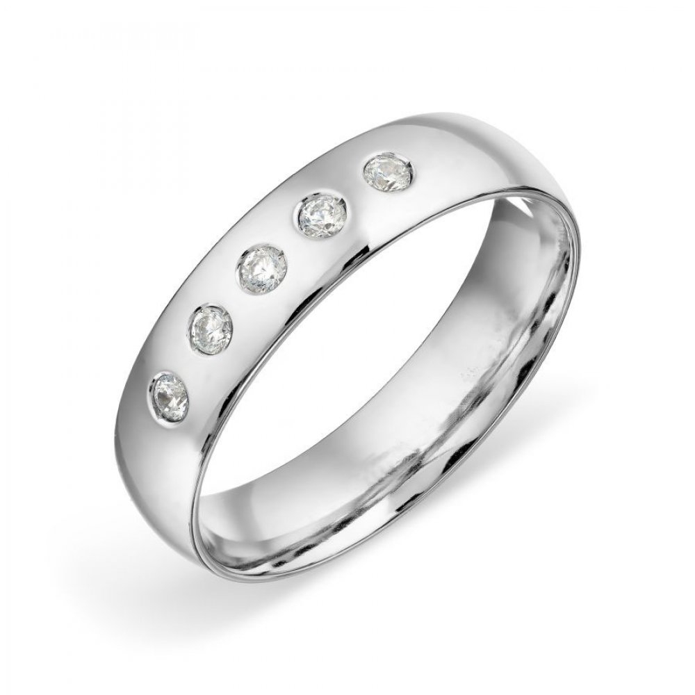 Verighetă din aur alb cu pietre Cubic Zirconia Incolor