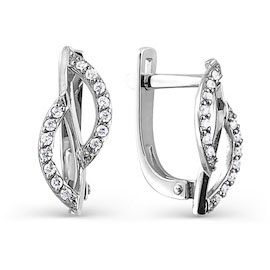 Cercei din aur alb cu pietre Cubic Zirconia Incolor