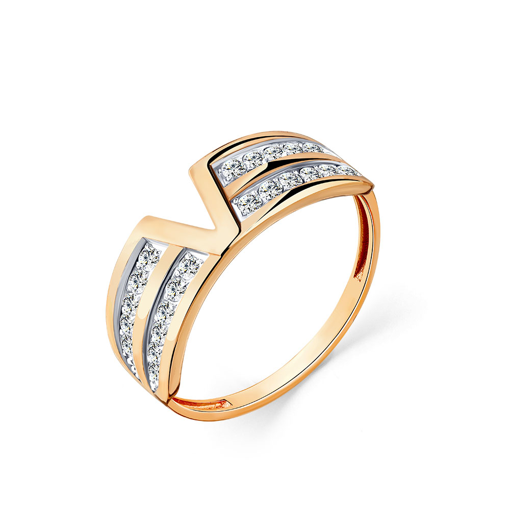 Inel din aur roșu cu pietre Cubic Zirconia Incolor