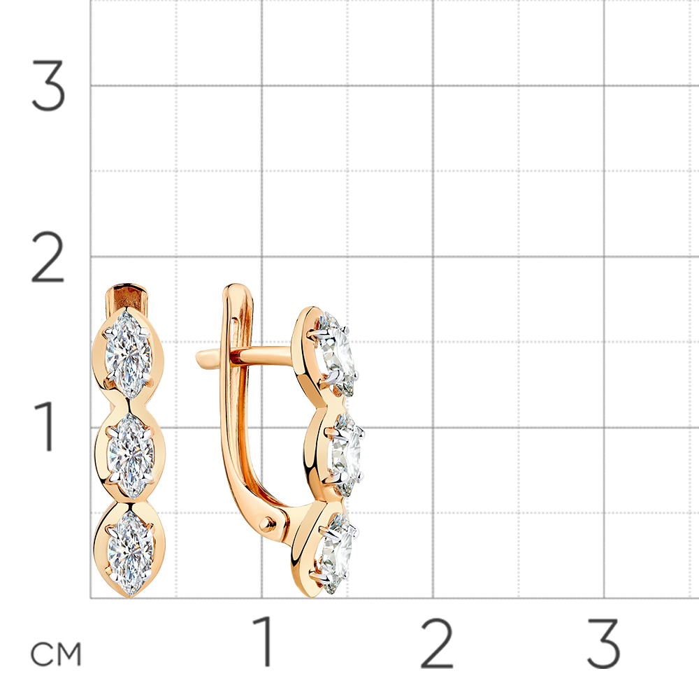 Cercei din aur roșu cu pietre Cubic Zirconia Incolor
