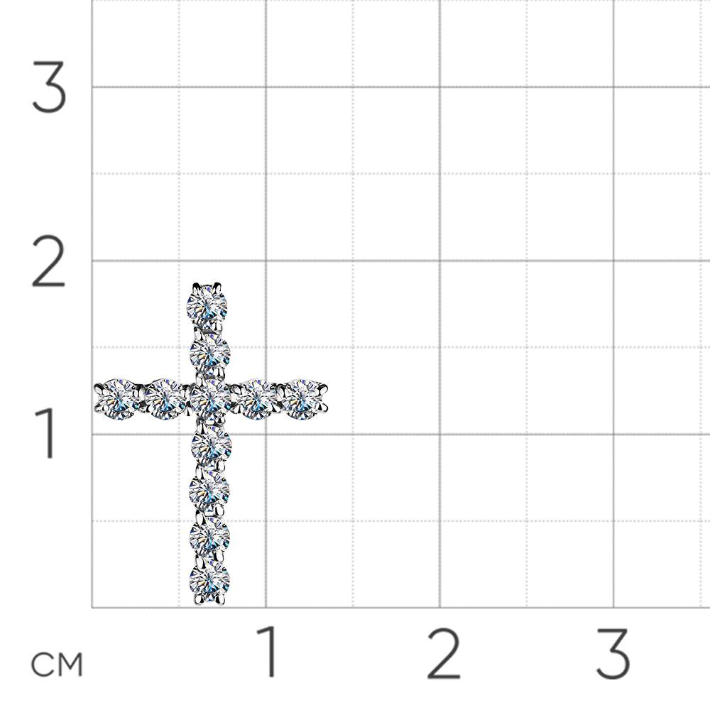 Cruce din aur alb cu pietre Cubic Zirconia Incolor