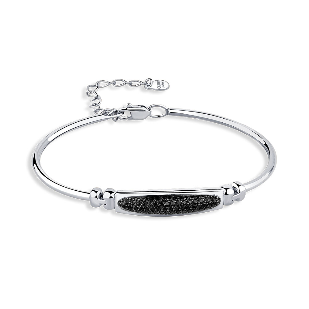 Brățară din aur alb cu pietre Cubic Zirconia Negru