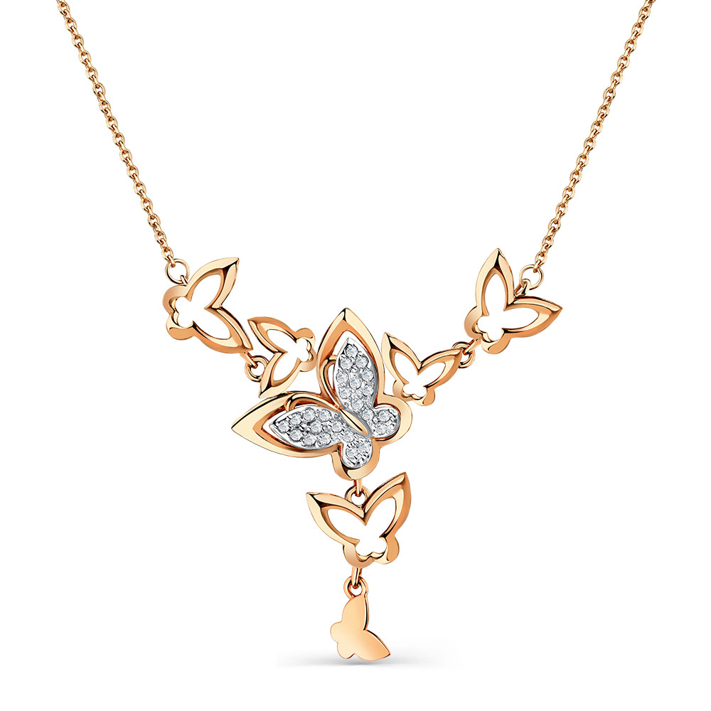 Colier din aur roșu cu pietre Cubic Zirconia Incolor