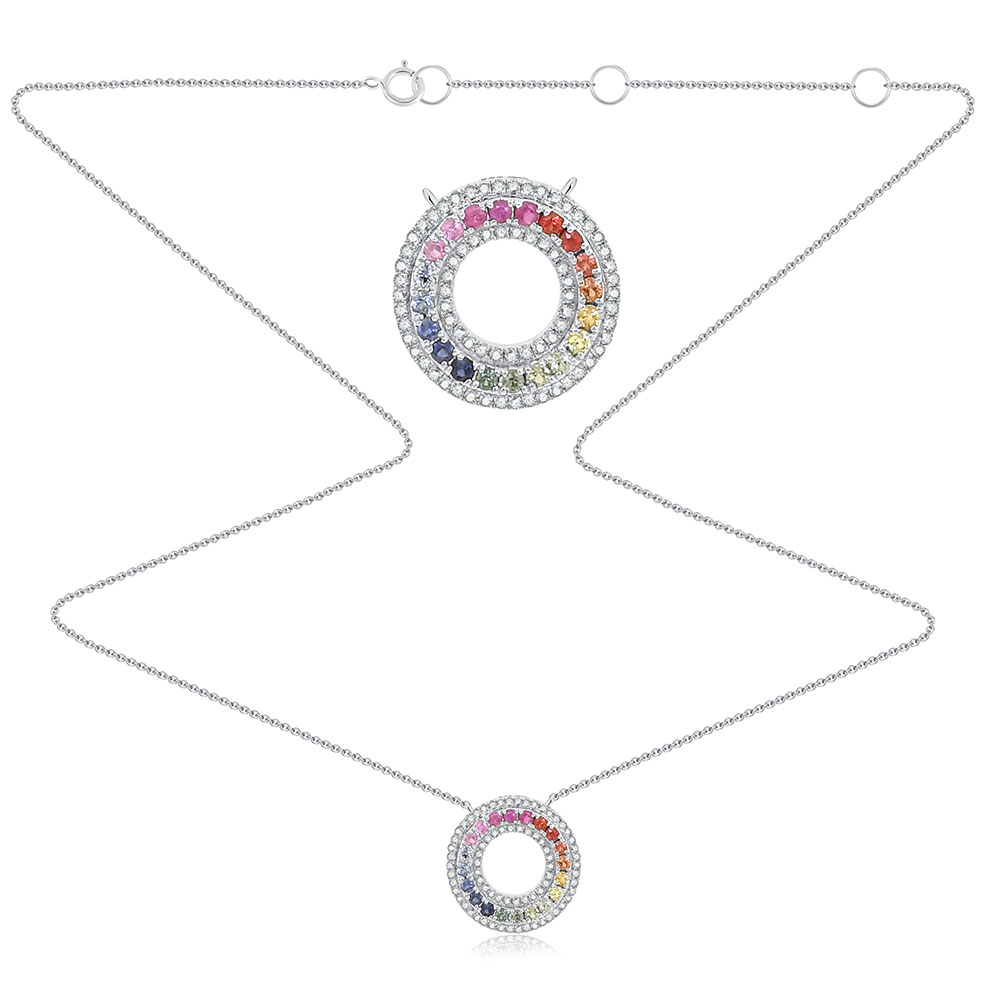Colier din aur alb cu pietre Diamant,
