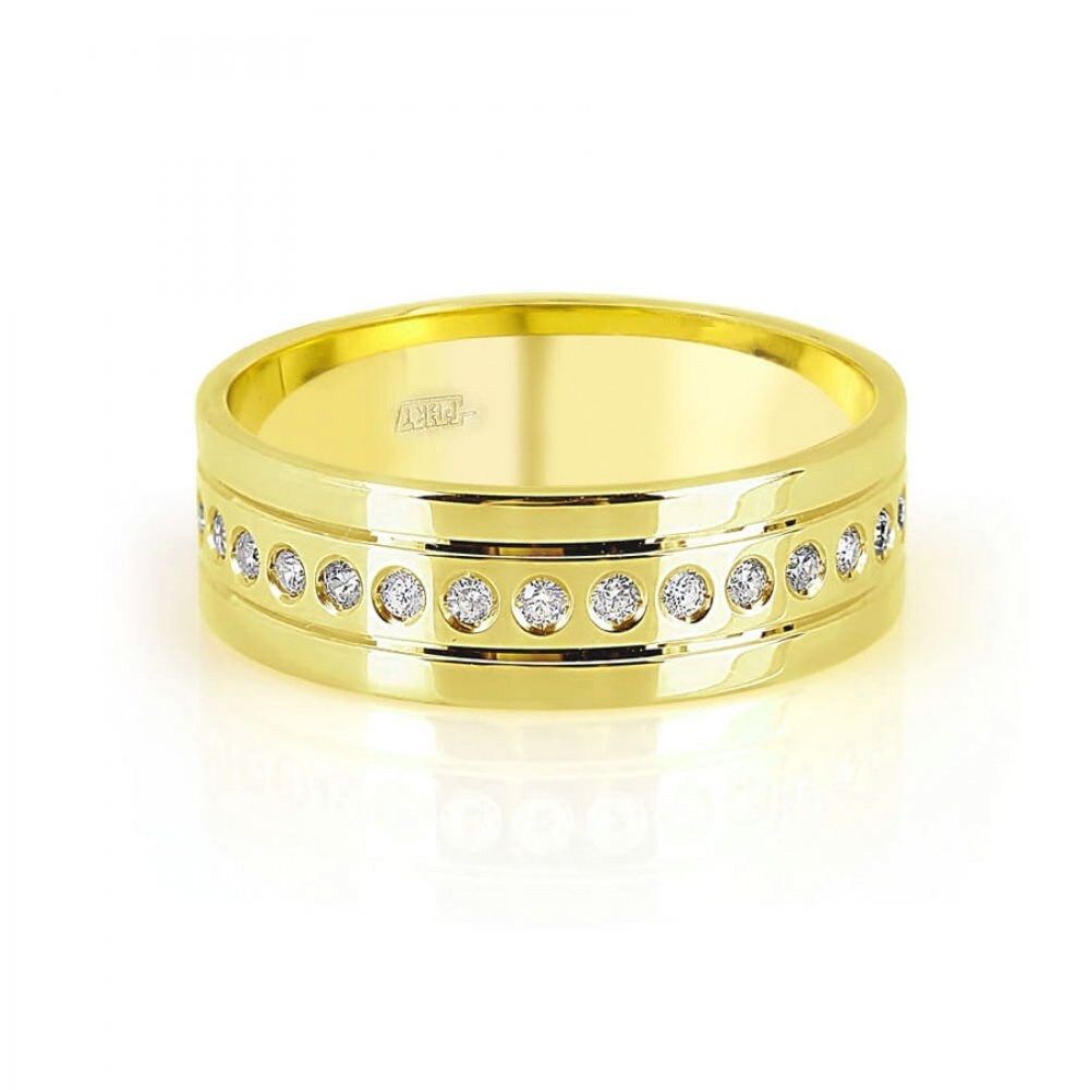 Verighetă din aur galben cu pietre Cubic Zirconia Incolor
