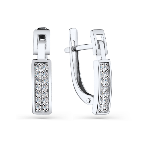 Cercei din aur alb cu pietre Cubic zirconia