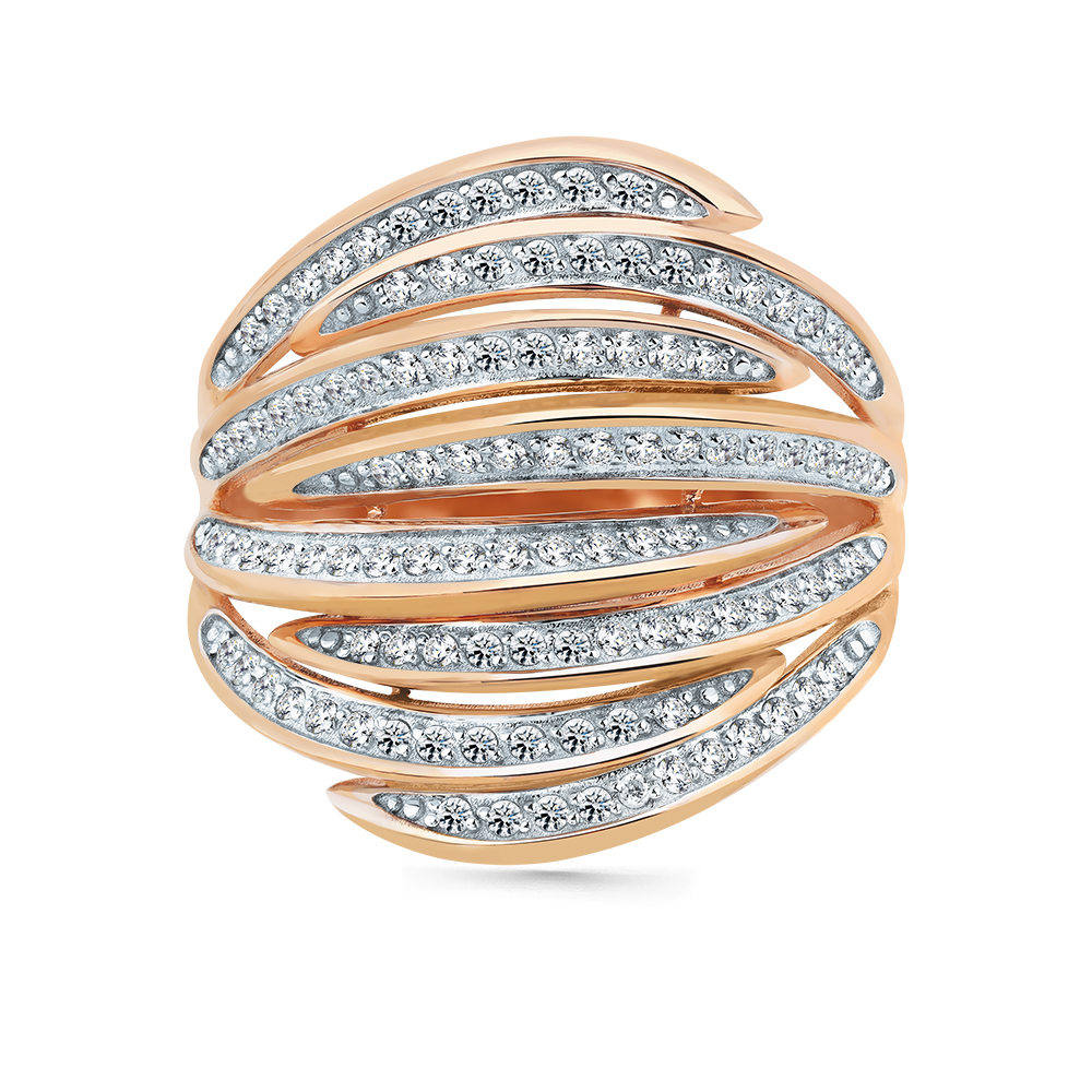 Inel din aur roșu cu pietre Cubic Zirconia Incolor
