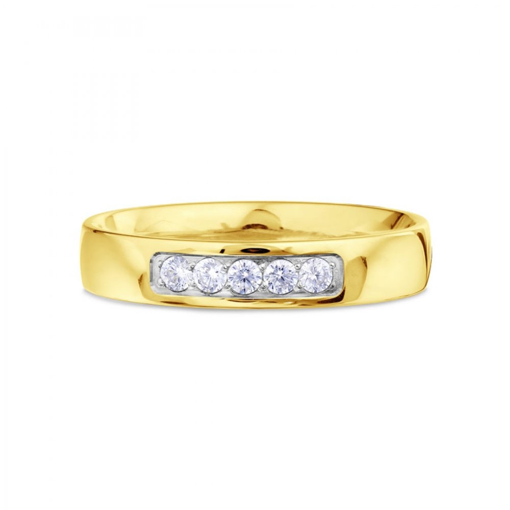 Verighetă din aur galben cu pietre Cubic Zirconia Incolor