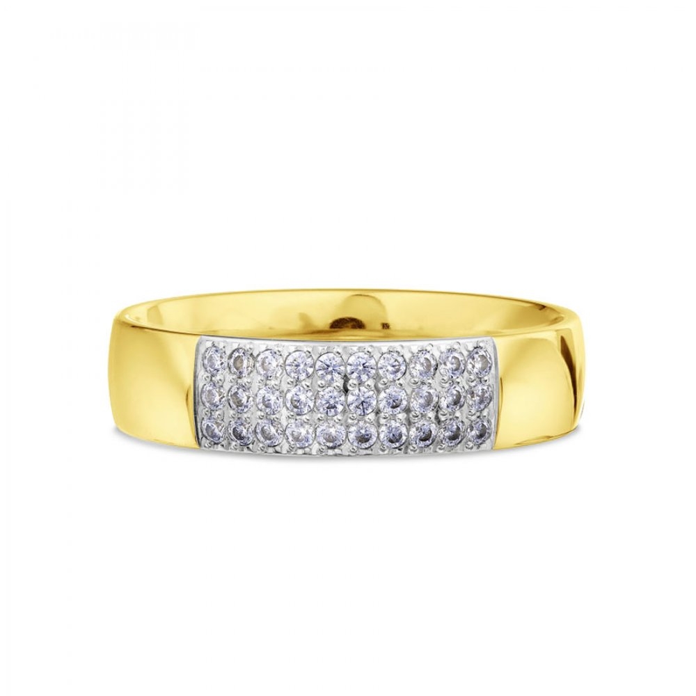 Verighetă din aur galben cu pietre Cubic Zirconia Incolor