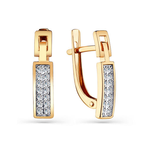 Cercei din aur roșu cu pietre Cubic Zirconia Incolor