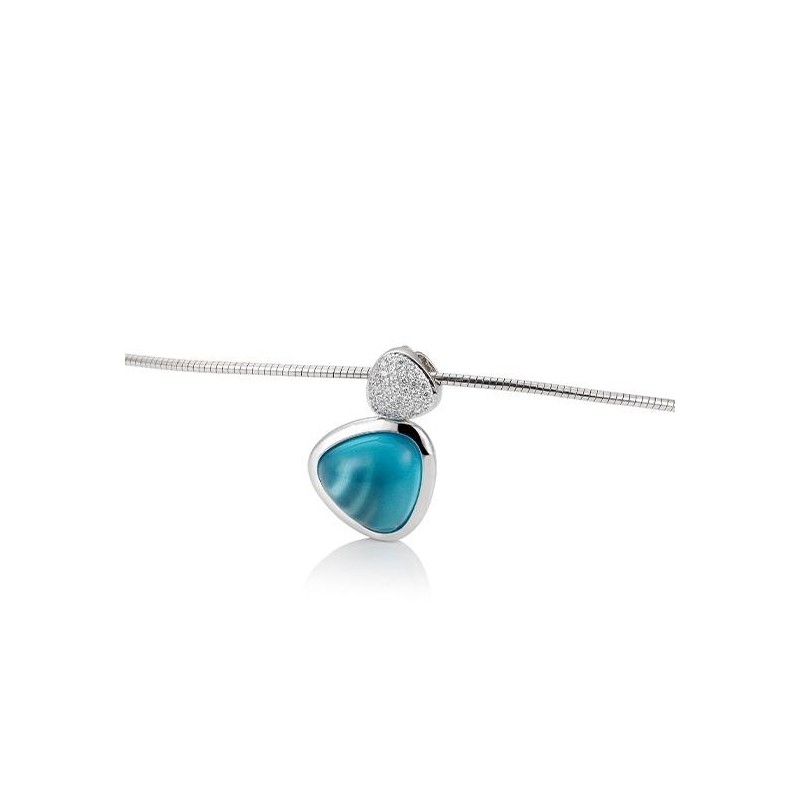 Pandantiv din aur alb cu pietre Diamant, Topaz Swiss