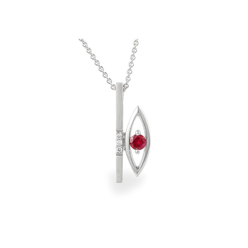 Pandantiv din aur alb cu pietre Diamant, Rubin