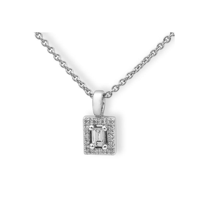 Pandantiv din aur alb cu pietre Diamant
