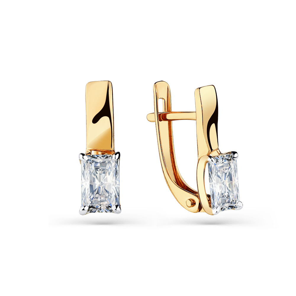 Cercei din aur roșu cu pietre Cubic Zirconia Incolor