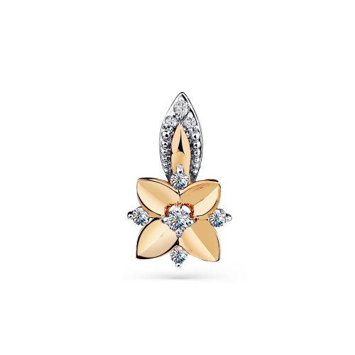 Pandantiv din aur roșu cu pietre Cubic Zirconia Incolor