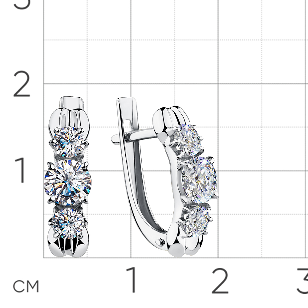 Cercei din aur alb cu pietre Cubic Zirconia Incolor