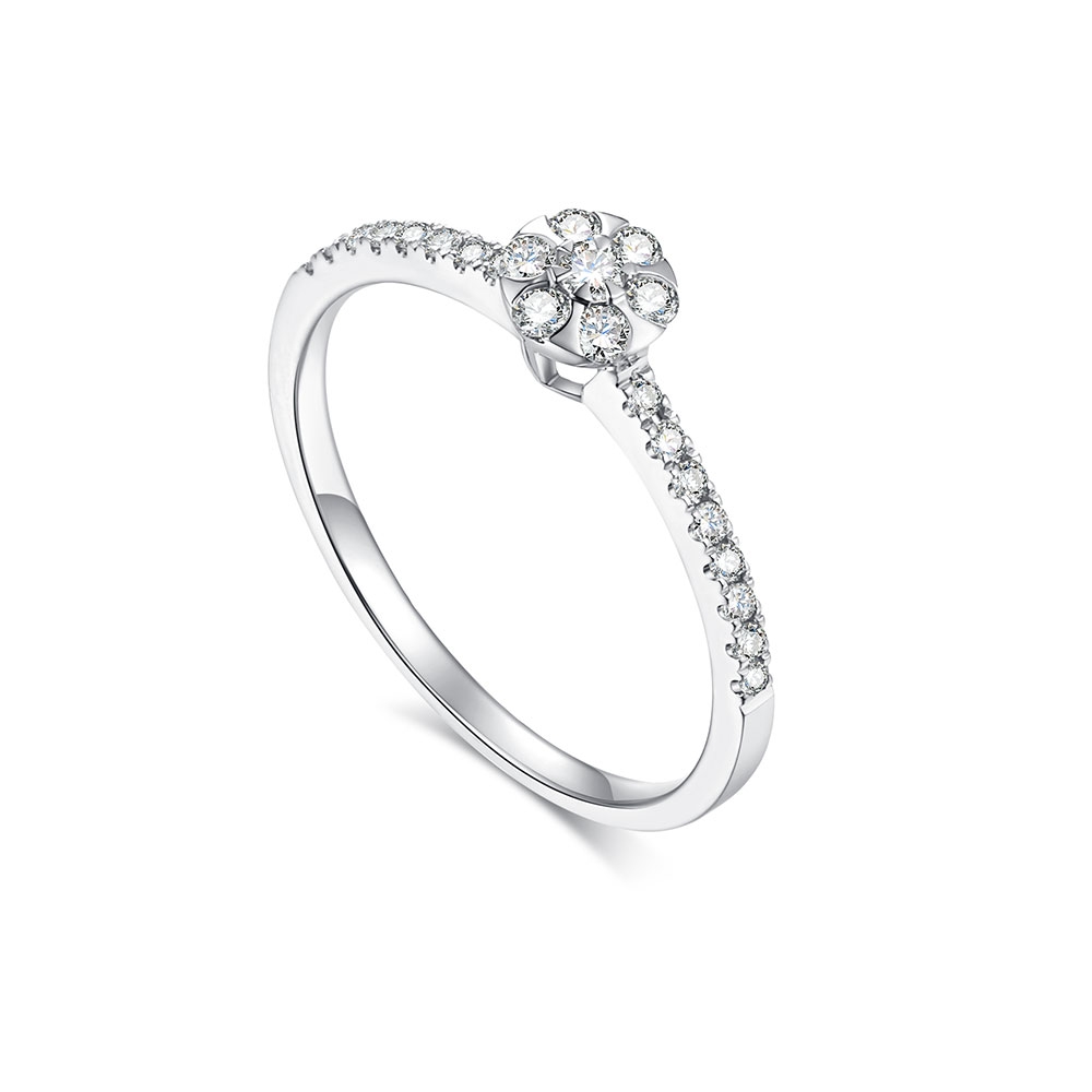 Inel din aur alb cu pietre Diamant