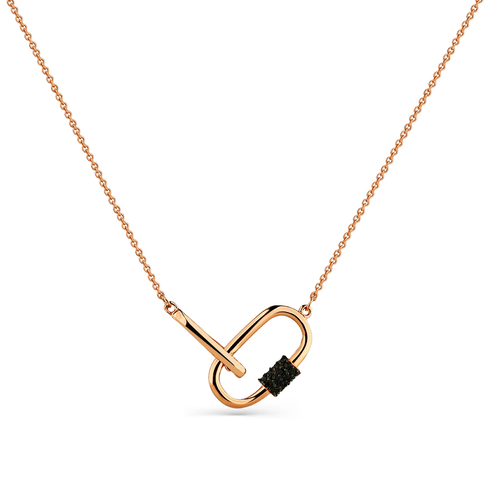 Colier din aur roșu cu pietre Cubic Zirconia Negru