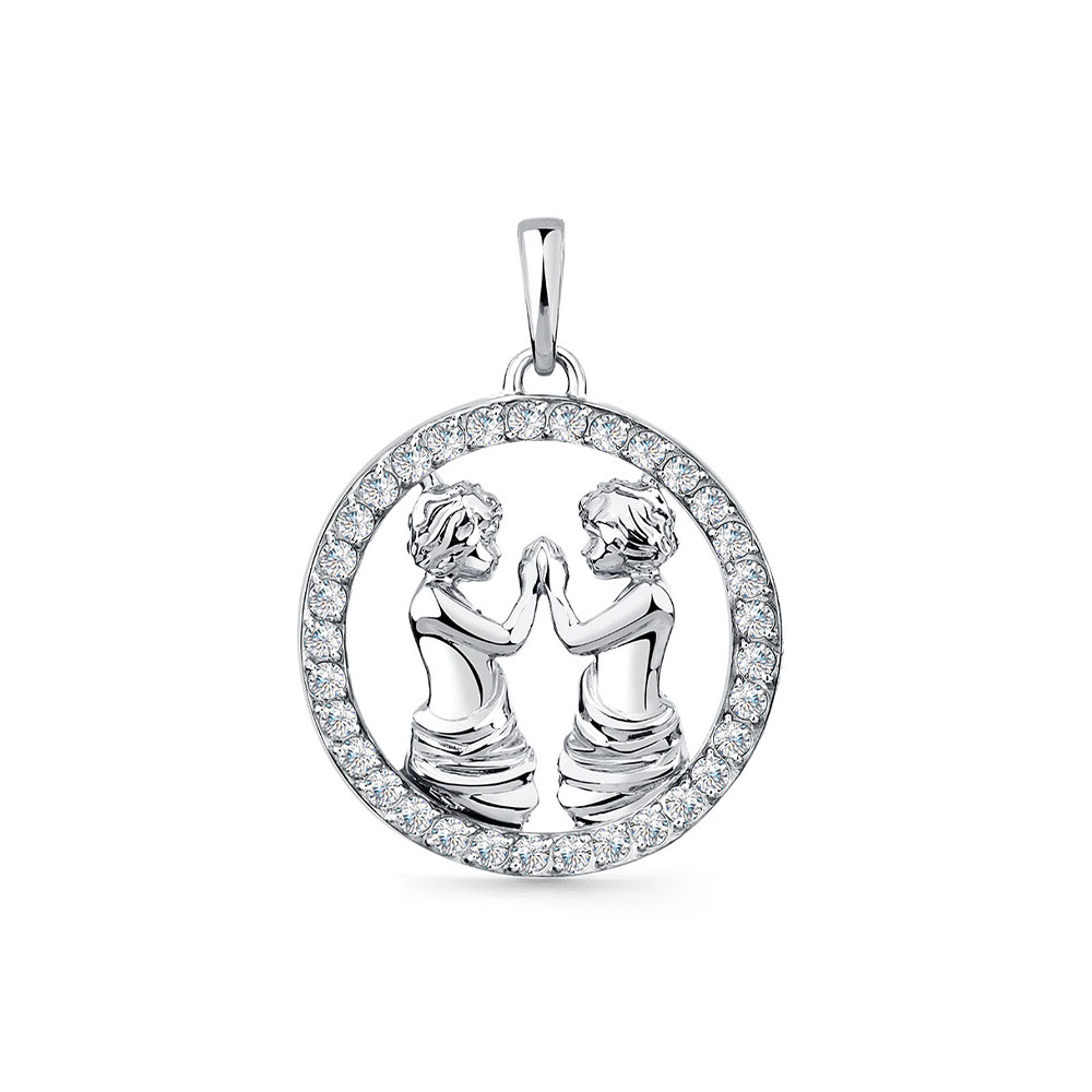 Pandantiv din aur alb cu pietre Cubic Zirconia Incolor