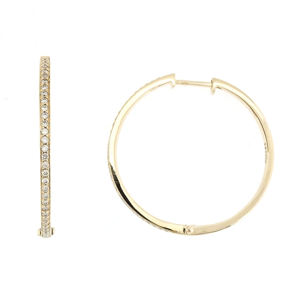 Cercei Creole din aur galben cu pietre Diamant