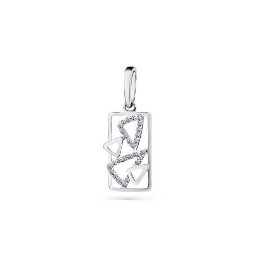 Pandantiv din aur alb cu pietre Cubic zirconia