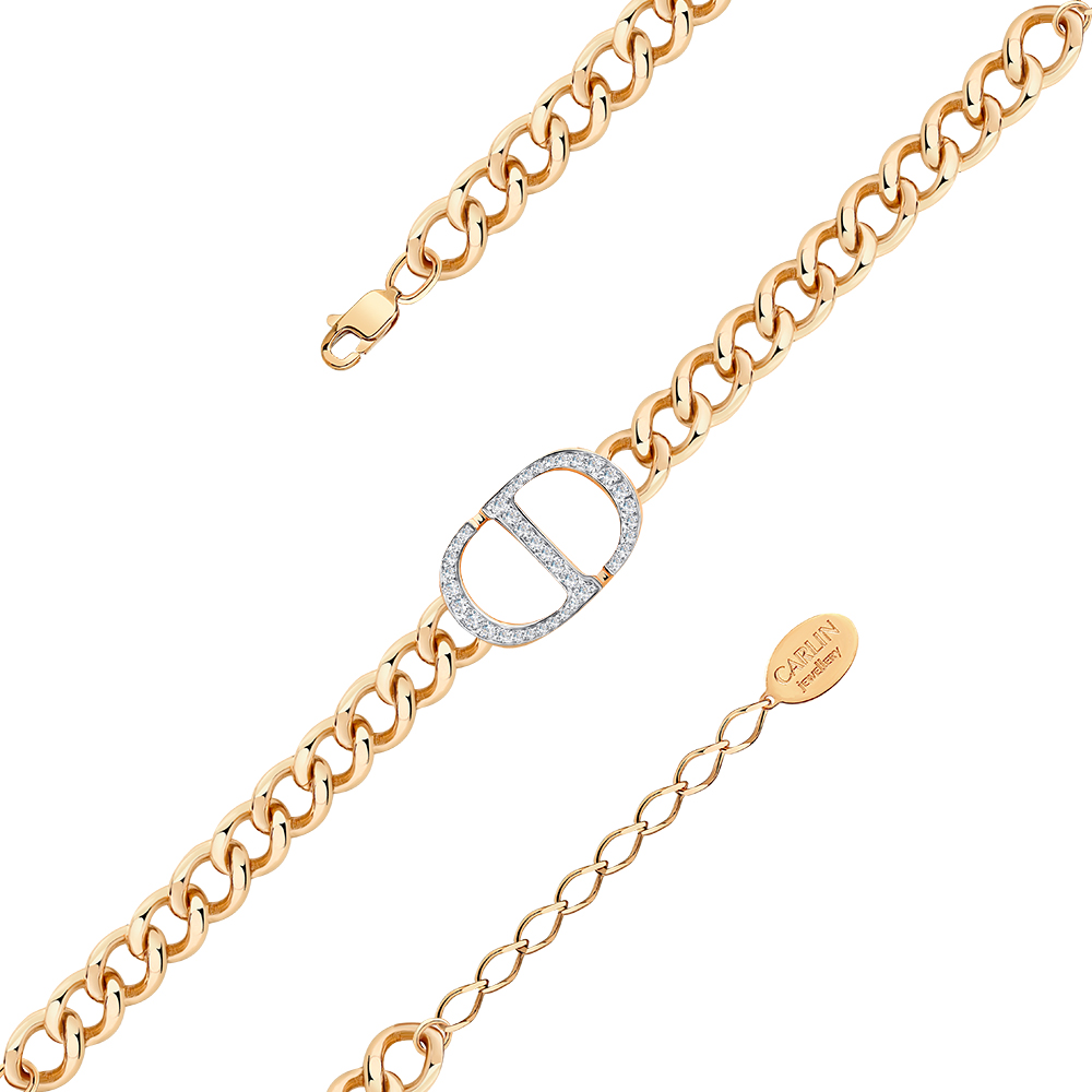 Brățară din aur roșu cu pietre Cubic Zirconia Incolor