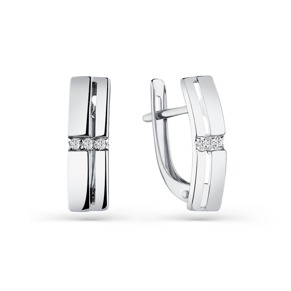 Cercei din aur alb cu pietre Cubic Zirconia Incolor