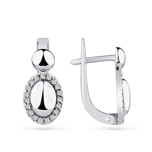 Cercei din aur alb cu pietre Cubic zirconia