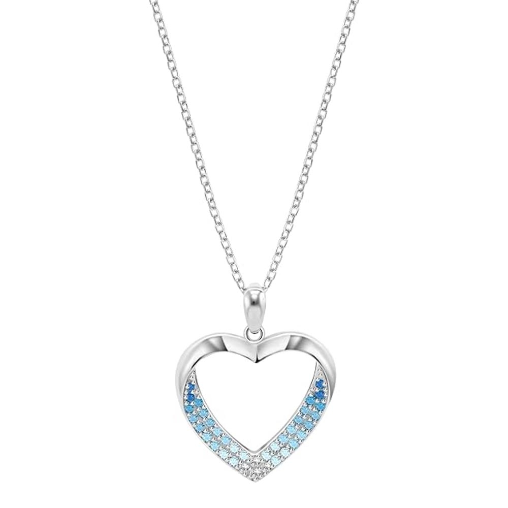 Colier din argint  cu pietre Cubic Zirconia Incolor, Cubic Zirconia Albastru