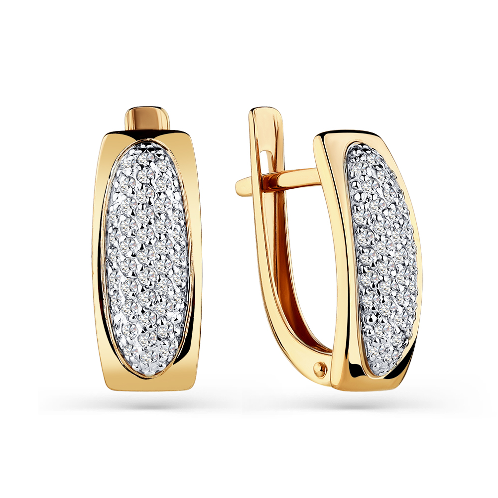 Cercei din aur roșu cu pietre Cubic Zirconia Incolor