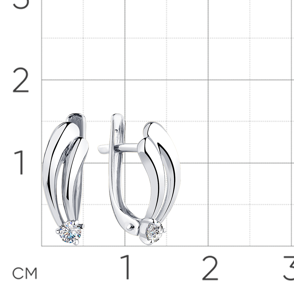 Cercei din aur alb cu pietre Cubic Zirconia Incolor