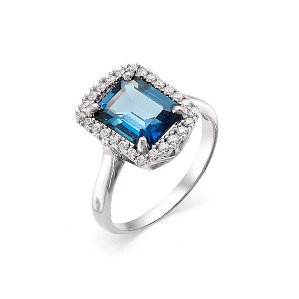 Inel din aur alb cu pietre Cubic zirconia, Topaz London